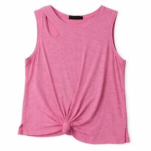 Sanctuary Tank Top Women's Medium Pink Front Knot Shoulder Cutout CT3585XK6 Slub